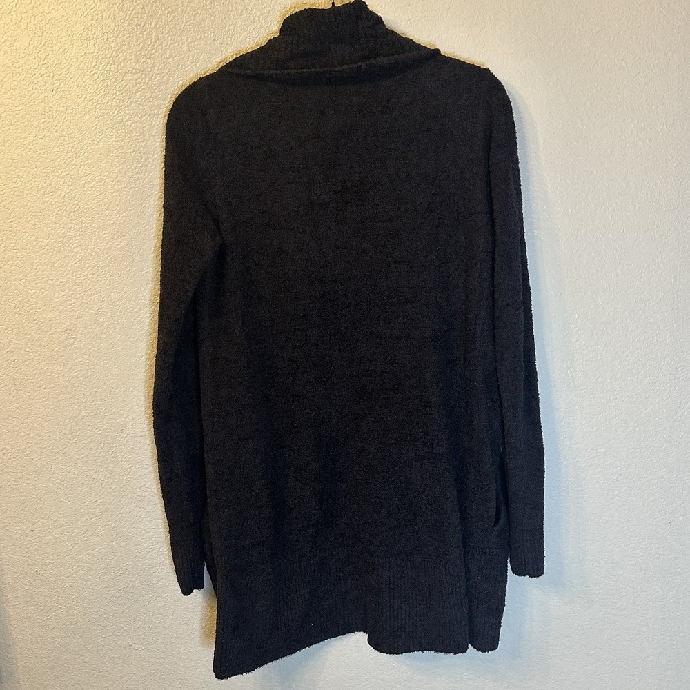 Barefoot Dreams CozyChic Lite Circle Cardigan Black Medium Open Front Pockets - Picture 7 of 8